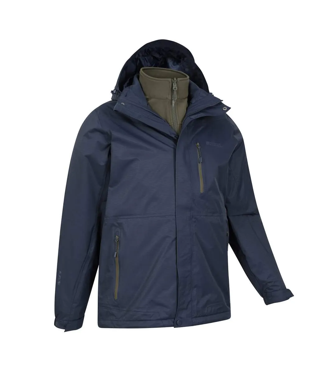 Mens bracken extreme 3 in 1 waterproof jacket dark blue Mountain Warehouse