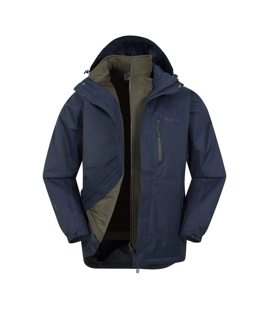 Mens bracken extreme 3 in 1 waterproof jacket dark blue Mountain Warehouse