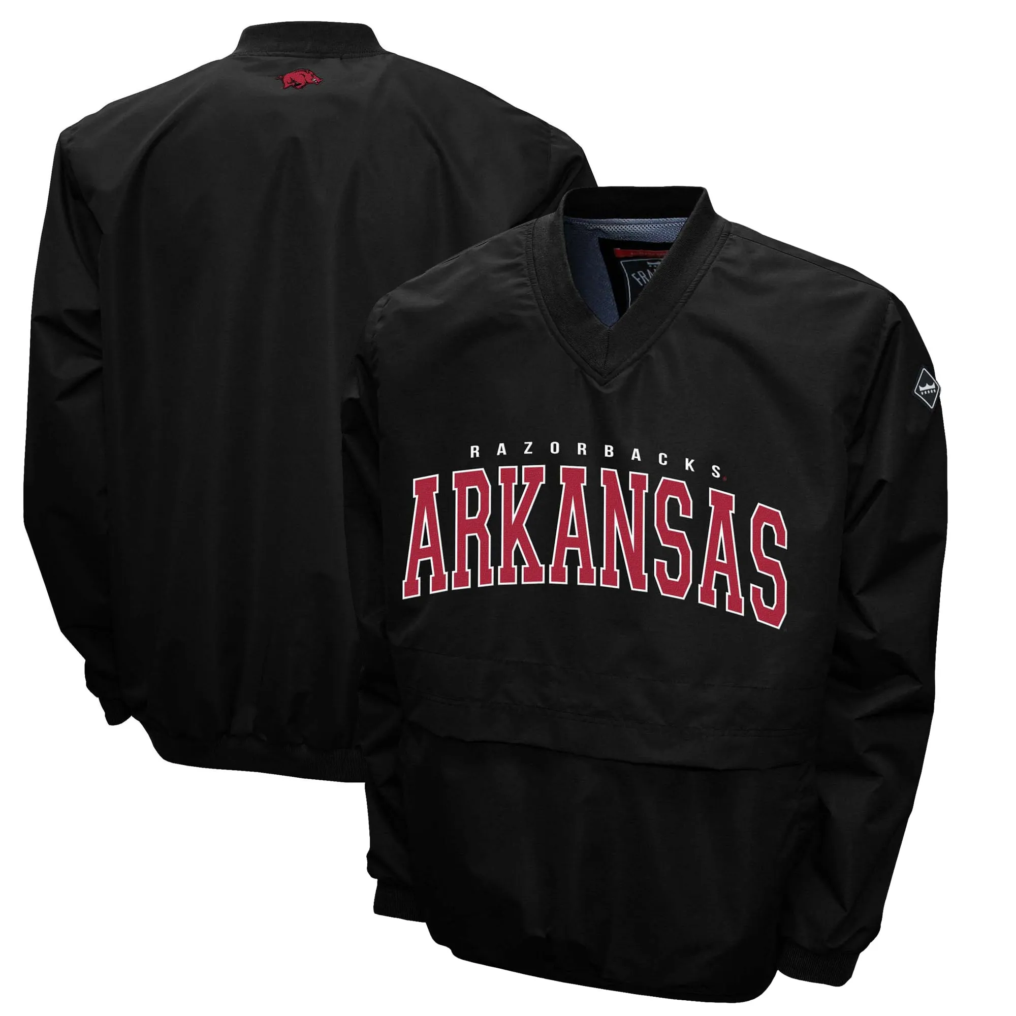 Men's Franchise Club Black Arkansas Razorbacks Windshell FC Member V-Neck Pullover Jacket