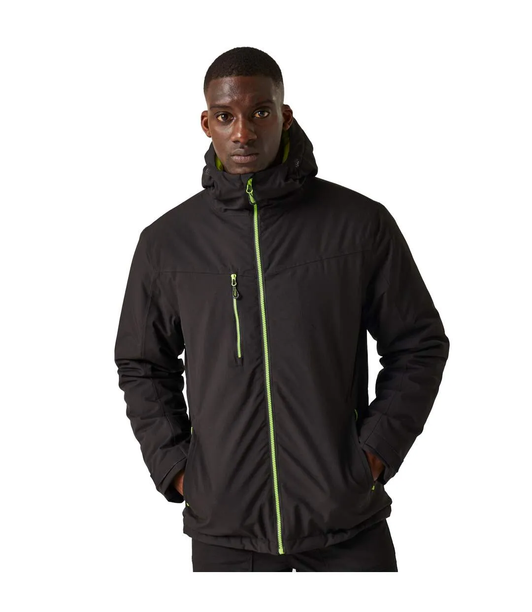 Mens navigate insulated waterproof jacket black/lime green Regatta