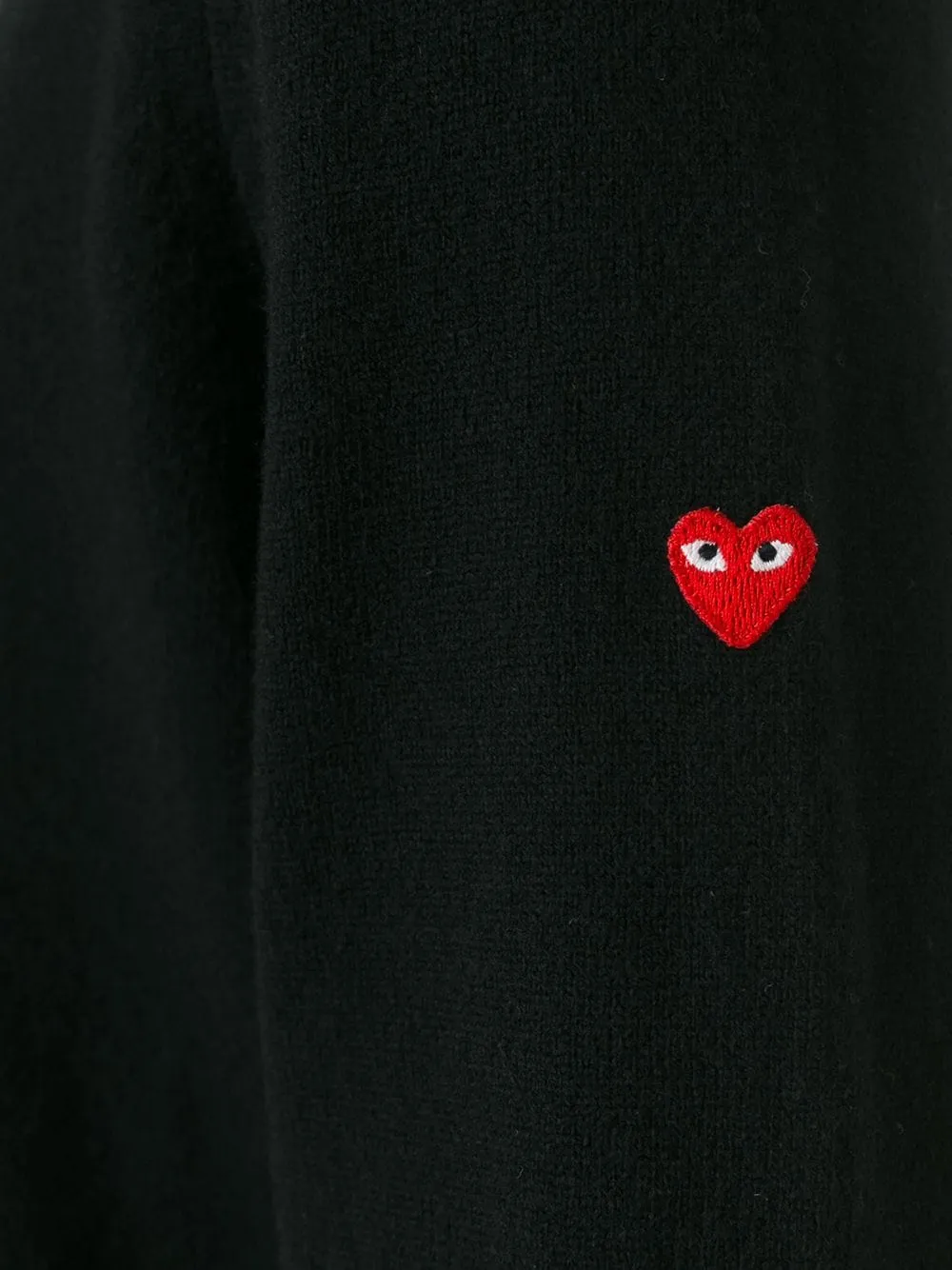 Mens V-Neck Pullover - Black W/Small Red Heart