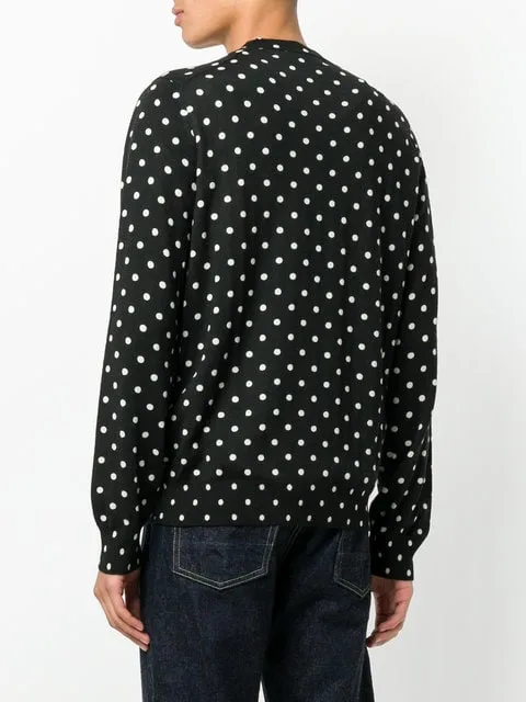 Mens V-Neck Pullover Polka Dot Black Heart - Black