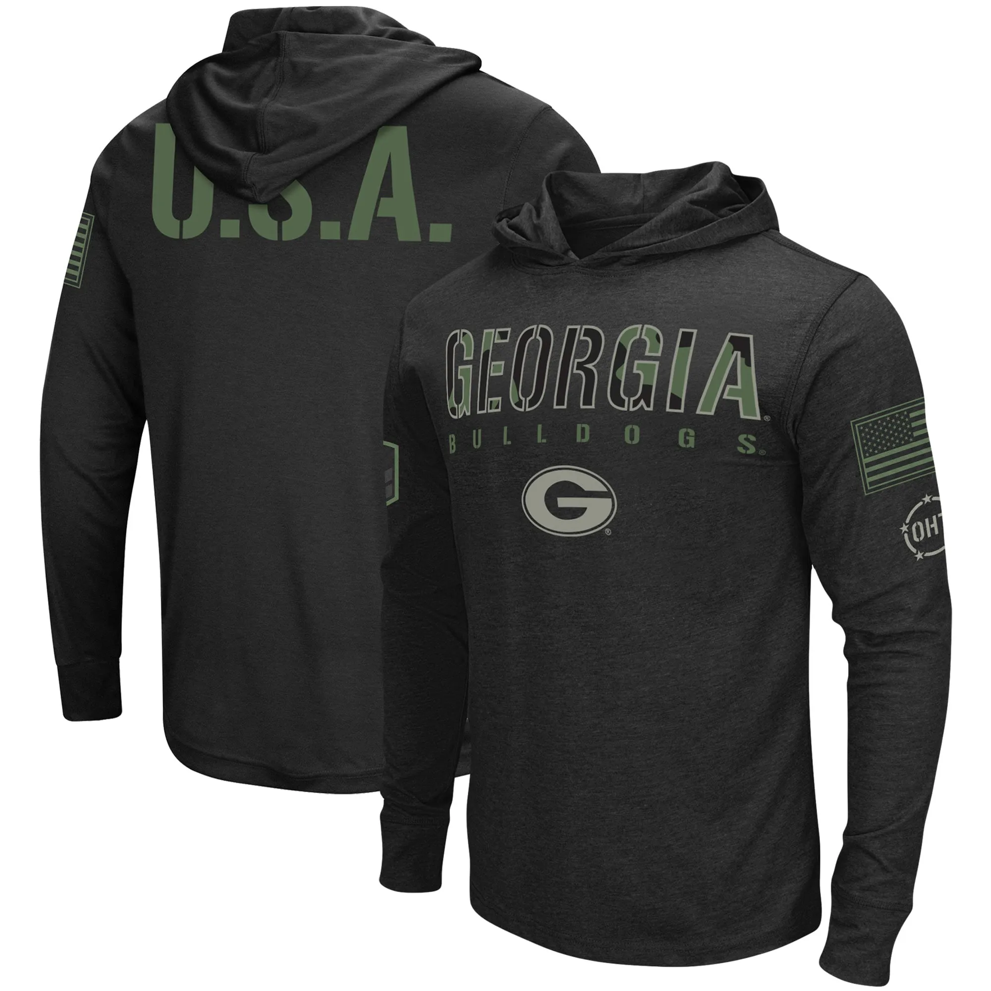 Men's Colosseum Black Georgia Bulldogs OHT Military Appreciation Hoodie Long Sleeve T-Shirt