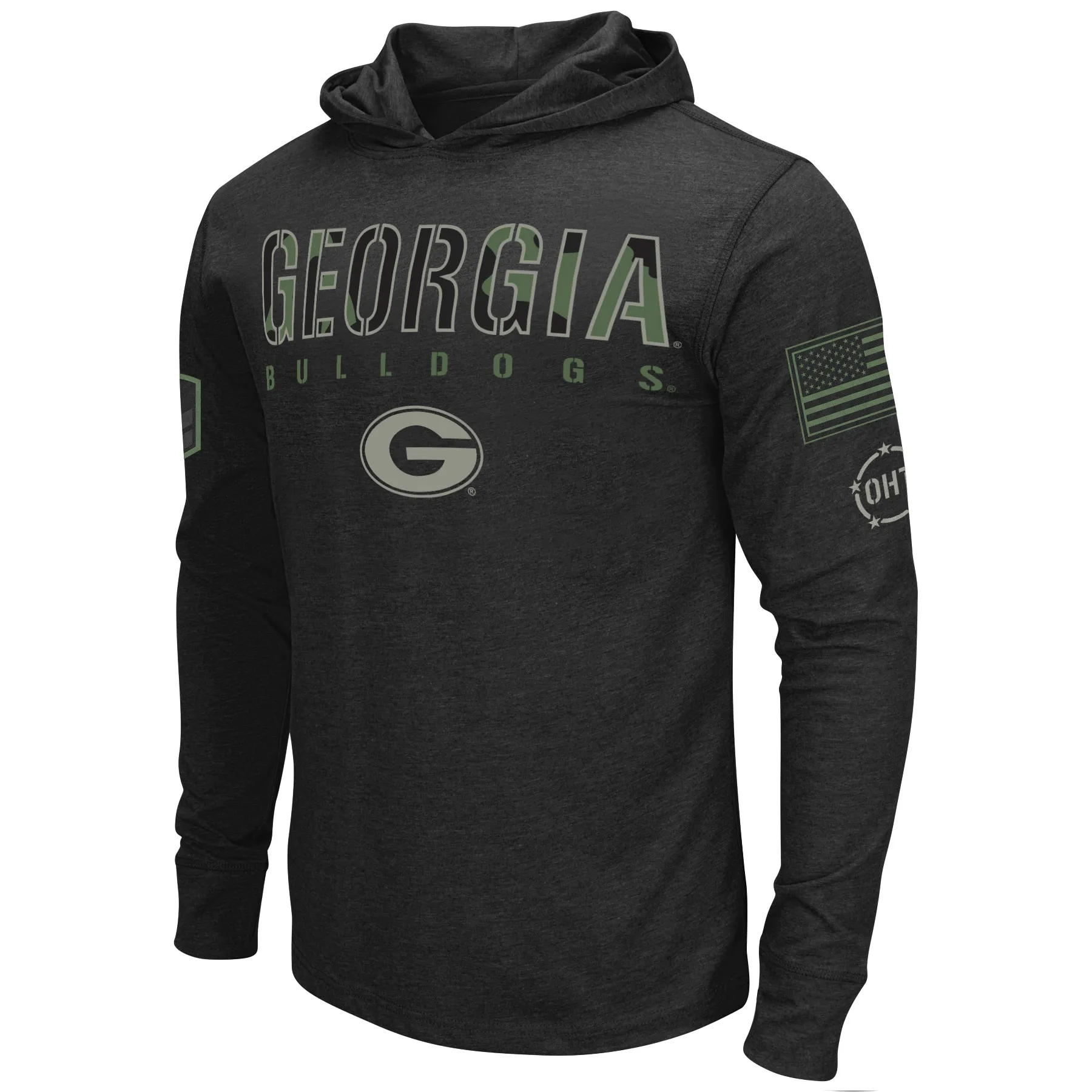 Men's Colosseum Black Georgia Bulldogs OHT Military Appreciation Hoodie Long Sleeve T-Shirt