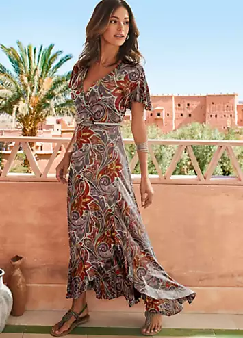 Mock Wrap Print Maxi Dress by LASCANA | Look Again