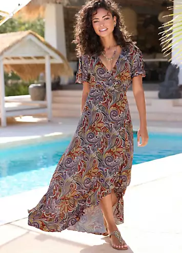 Mock Wrap Print Maxi Dress by LASCANA | Look Again