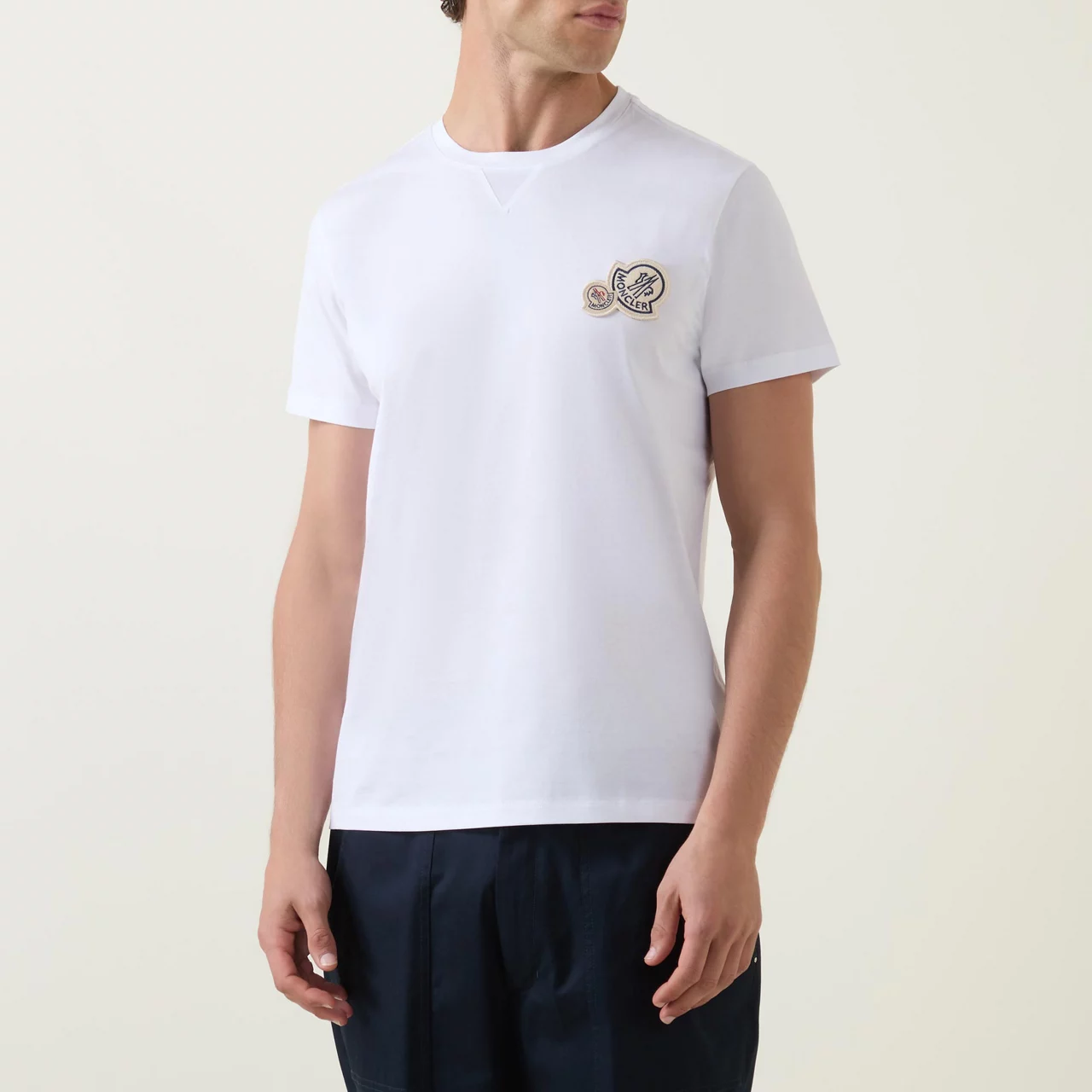 MONCLER Double Logo Badge T-Shirt - White