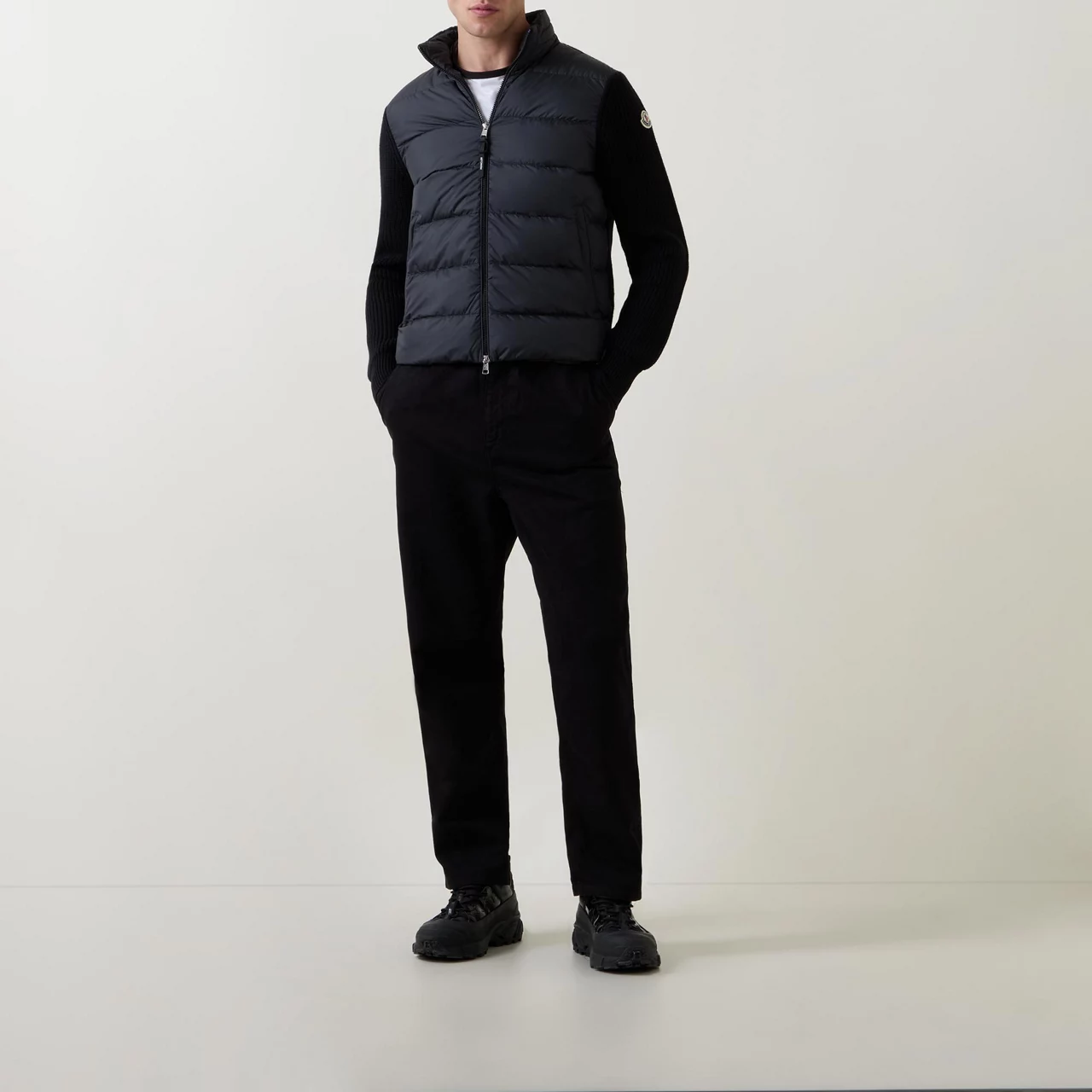 MONCLER Hybrid Zip-Up Cardigan - Black