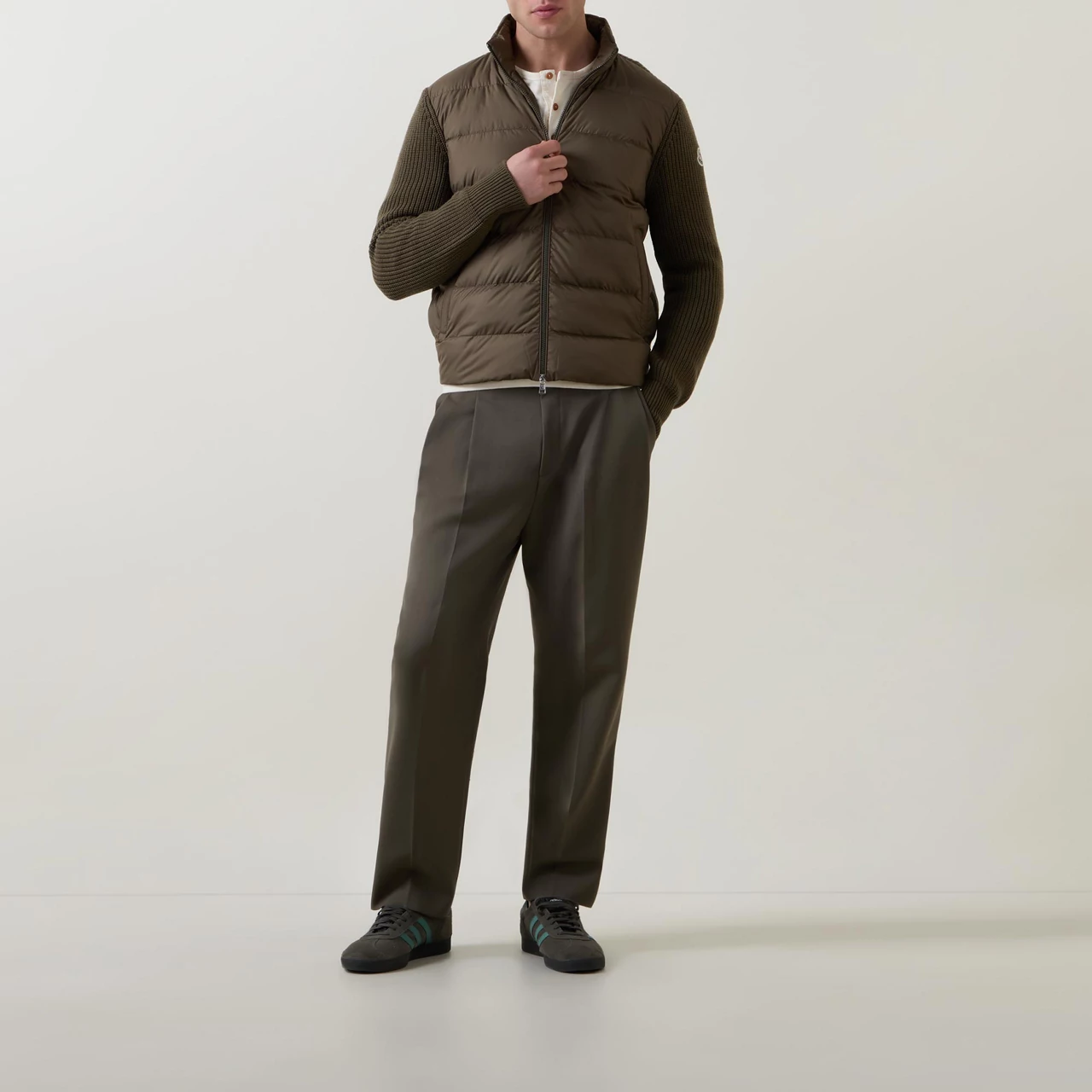 MONCLER Hybrid Zip-Up Cardigan - Brown