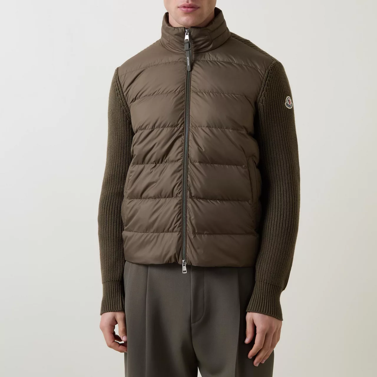 MONCLER Hybrid Zip-Up Cardigan - Brown