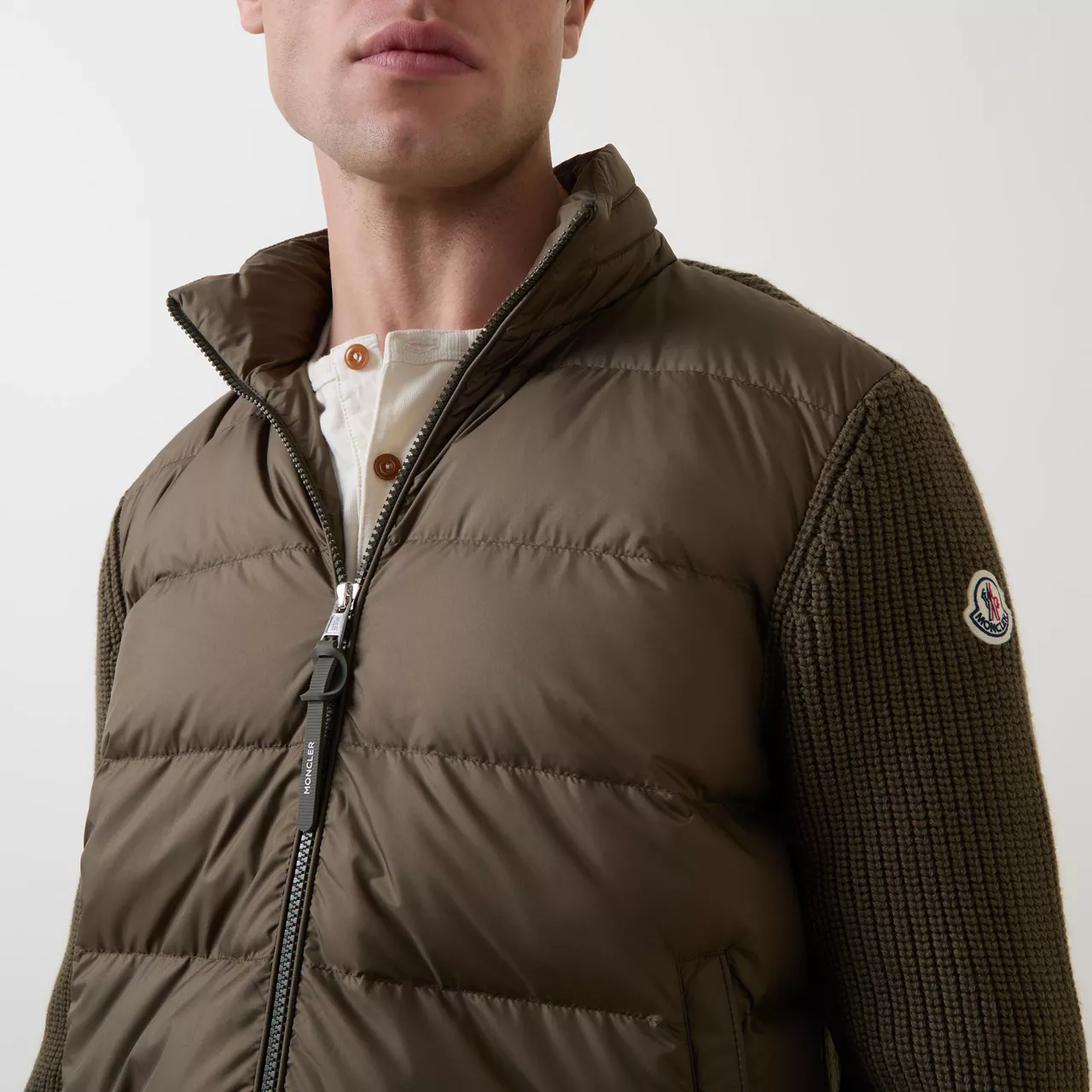 MONCLER Hybrid Zip-Up Cardigan - Brown