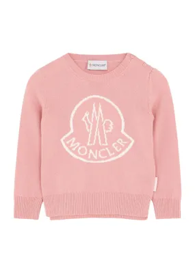 MONCLER KIDS Pink logo-intarsia wool-blend jumper -                         -                     -                