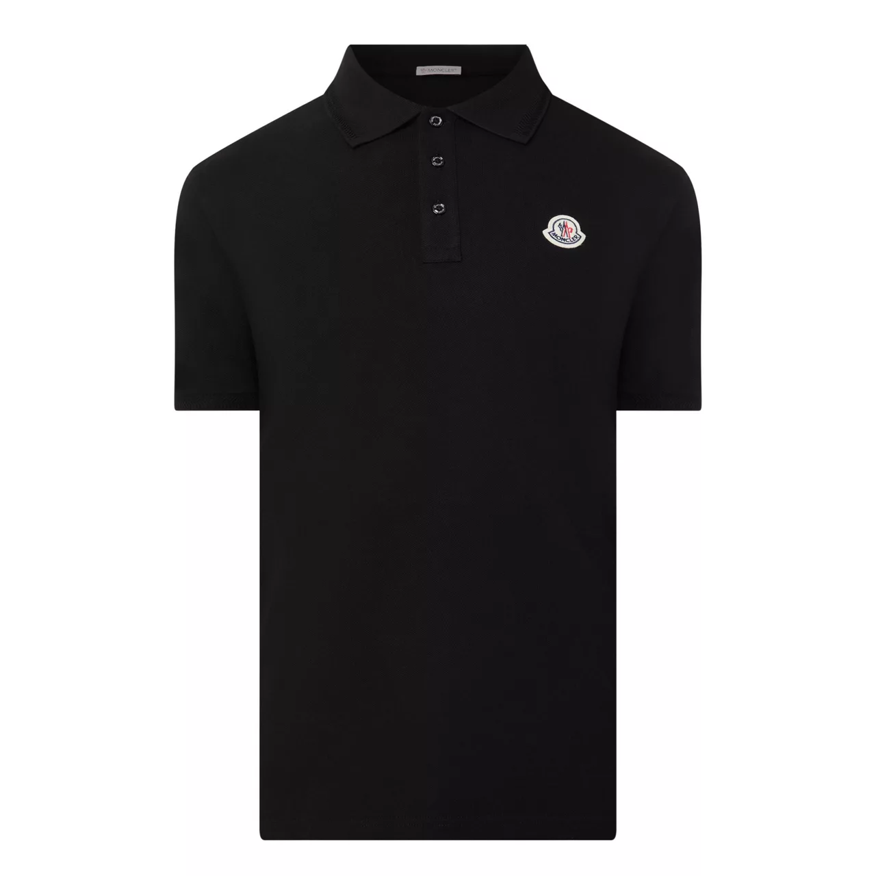 MONCLER Logo Badge Polo Shirt - Black