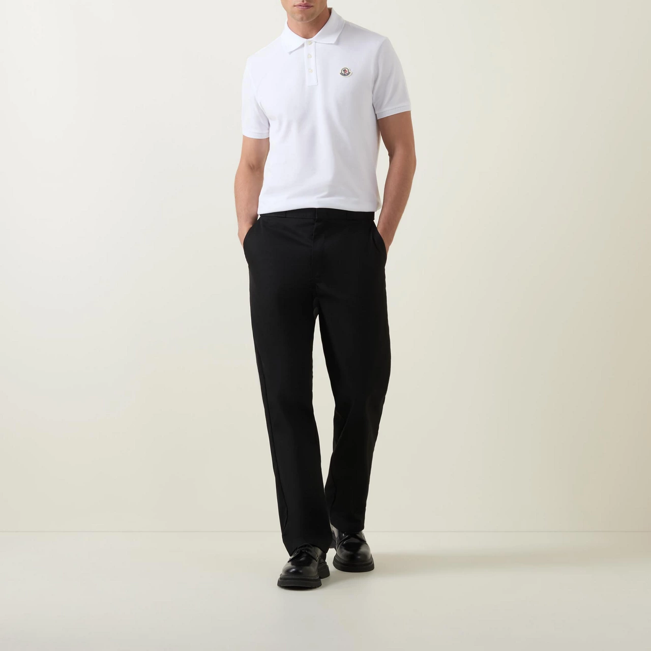 MONCLER Logo Badge Polo Shirt - White