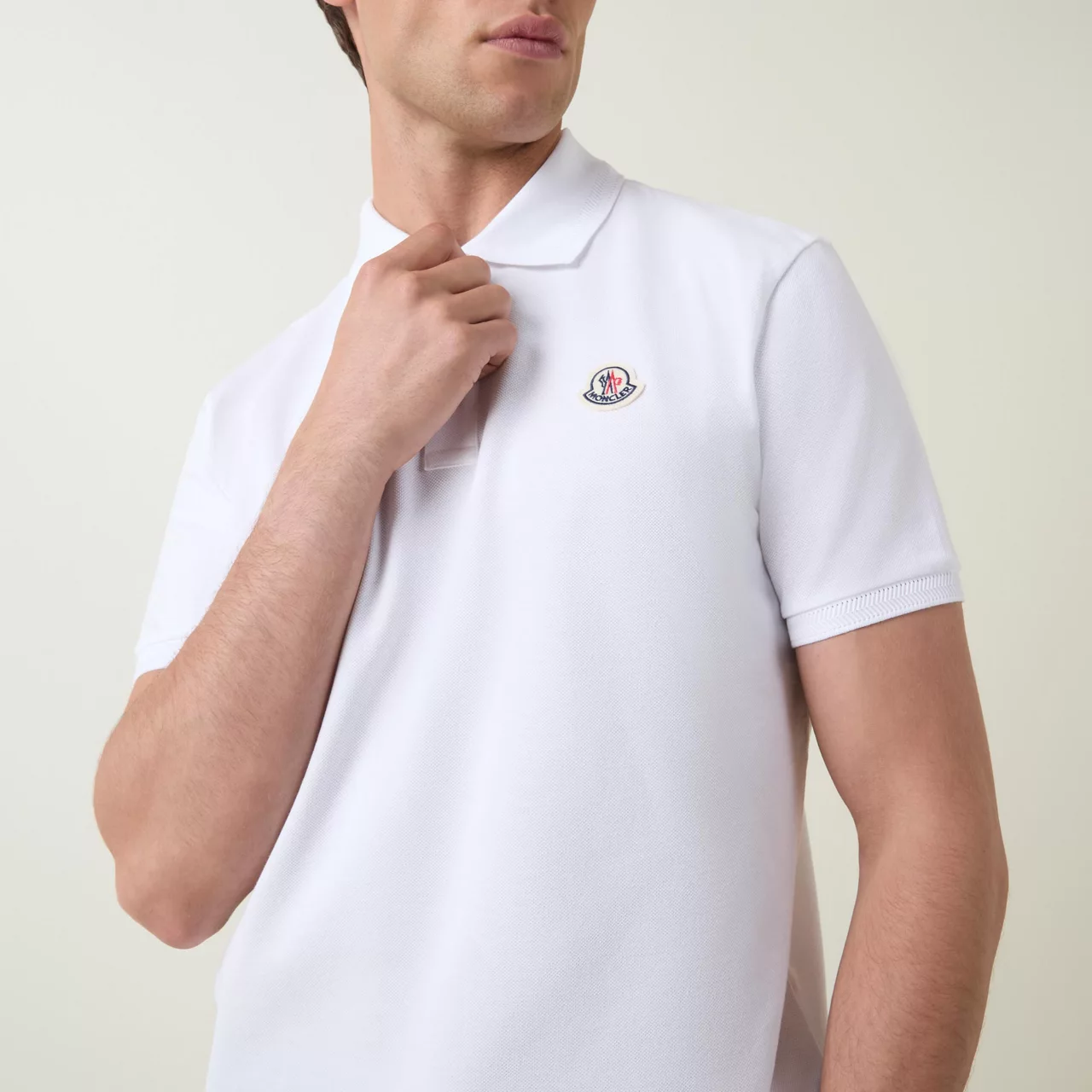 MONCLER Logo Badge Polo Shirt - White