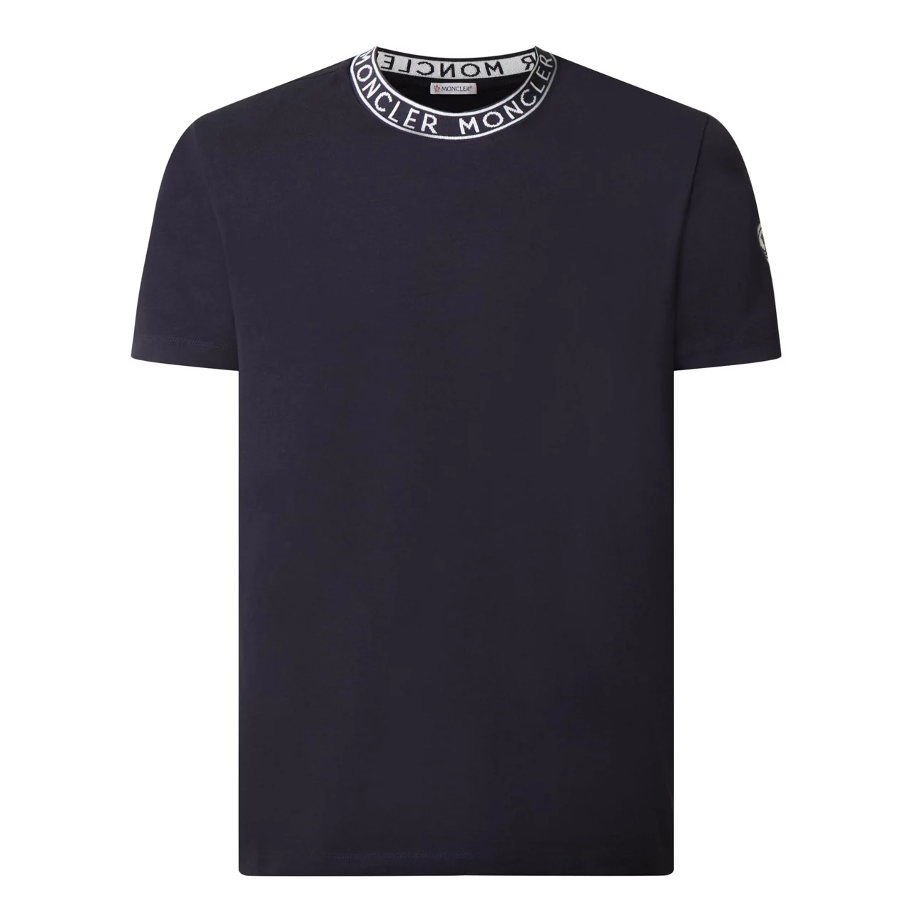 MONCLER Logo Neck T-Shirt - Navy