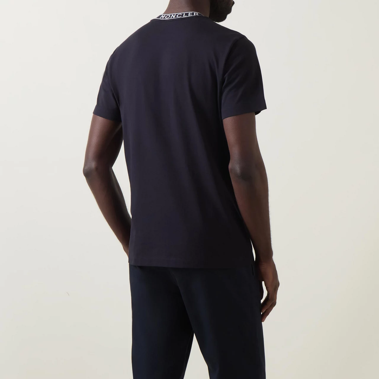 MONCLER Logo Neck T-Shirt - Navy