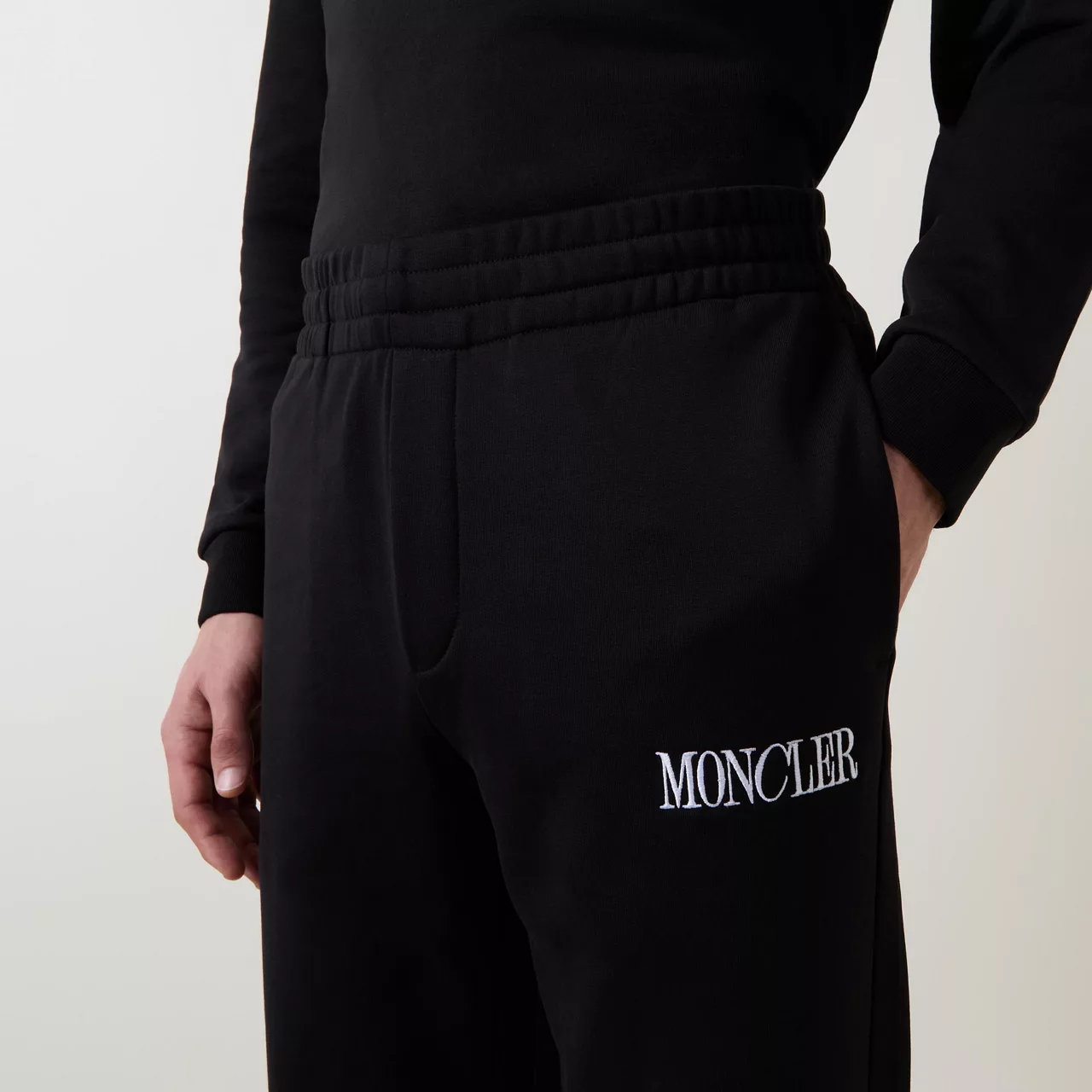 MONCLER Logo Sweat Bottoms - Black