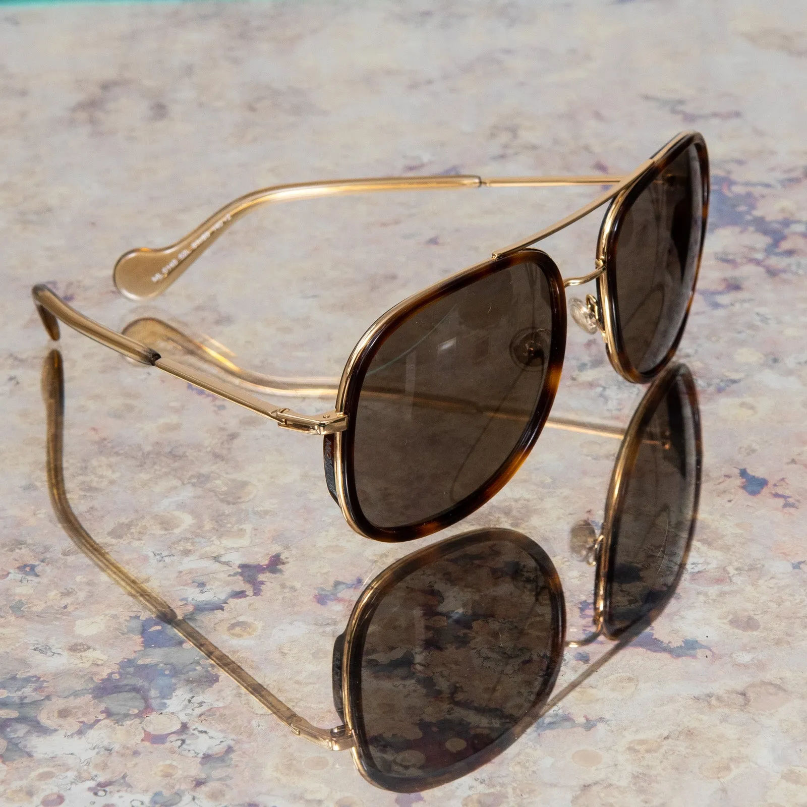 Moncler Tortoiseshell And Gilt Sunglasses