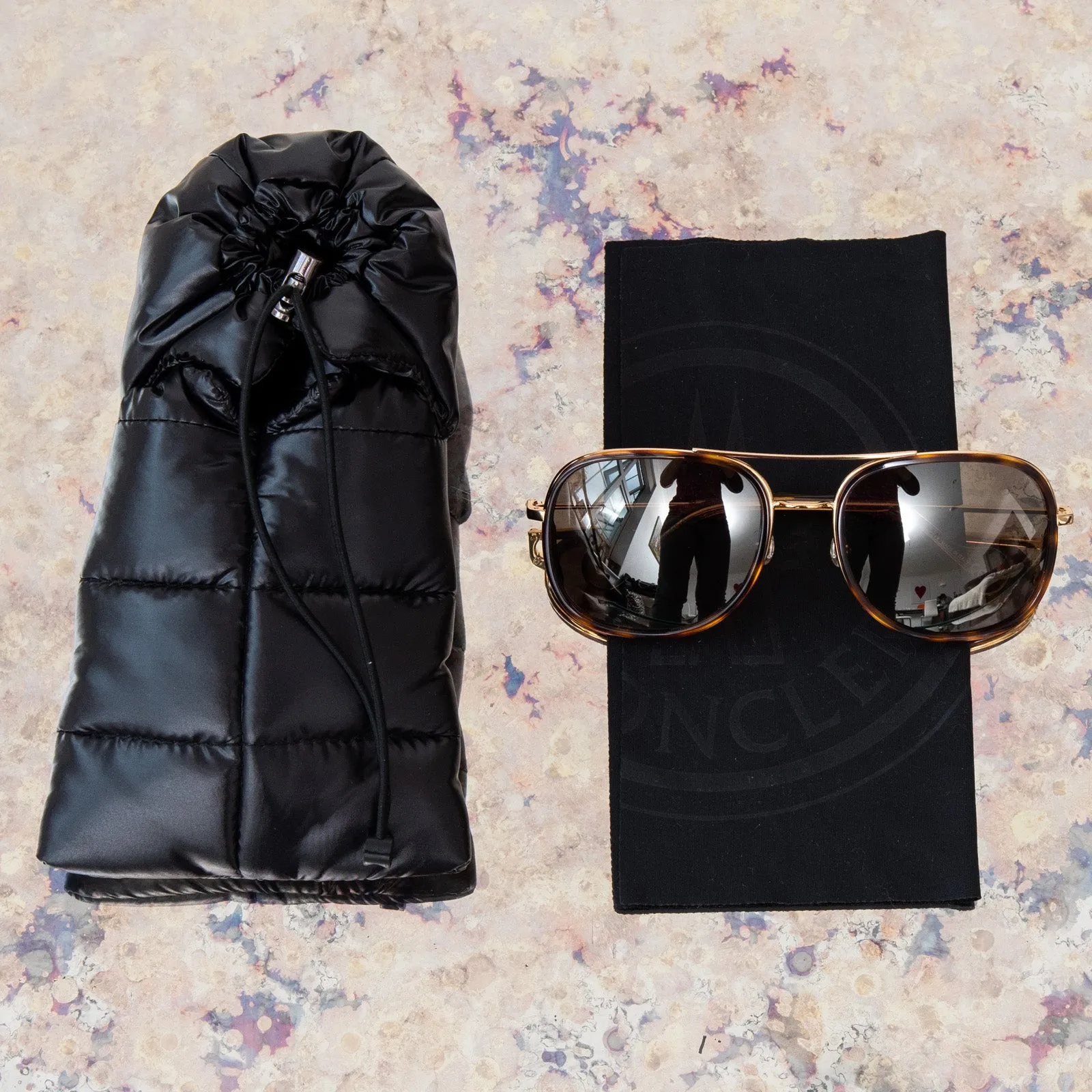 Moncler Tortoiseshell And Gilt Sunglasses