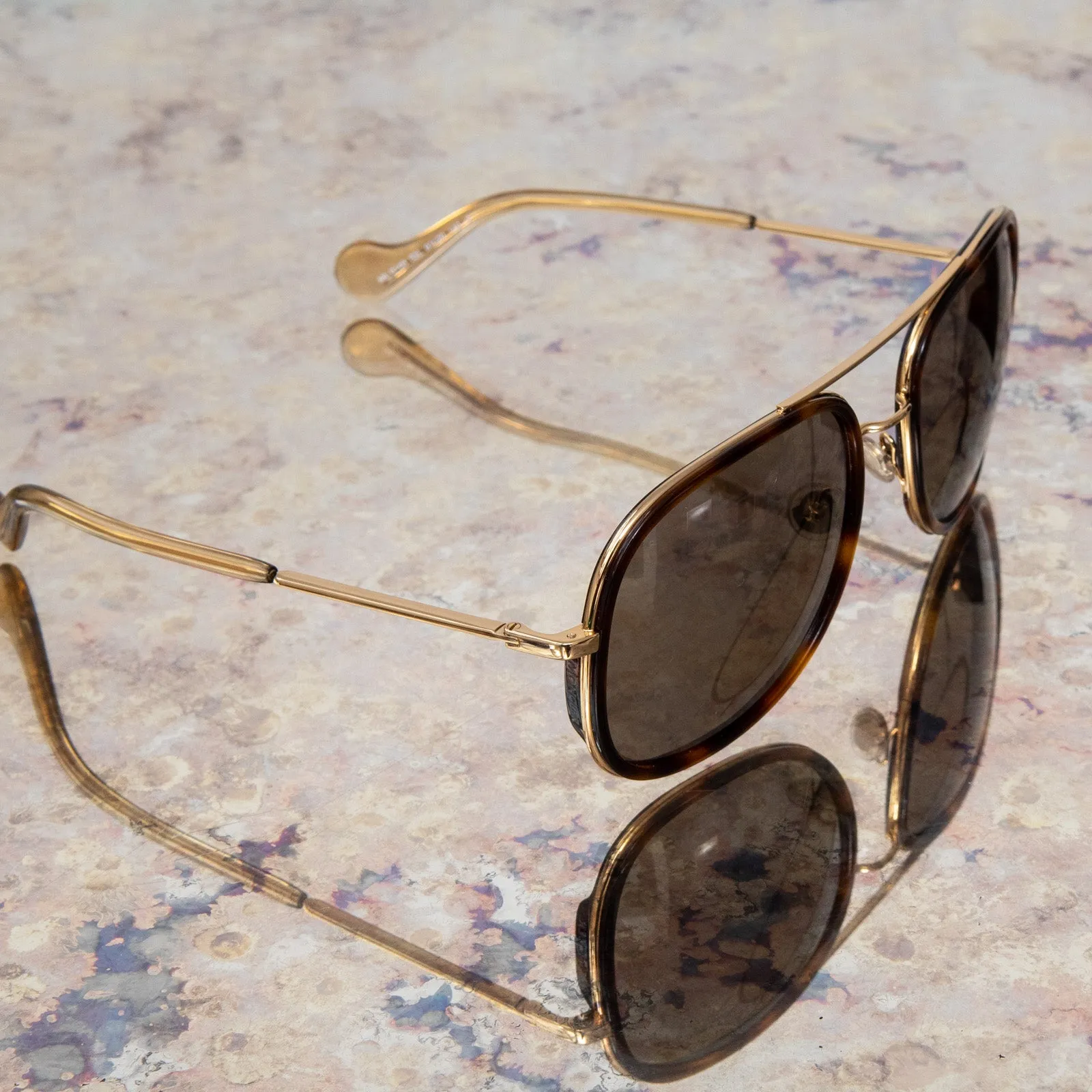 Moncler Tortoiseshell And Gilt Sunglasses