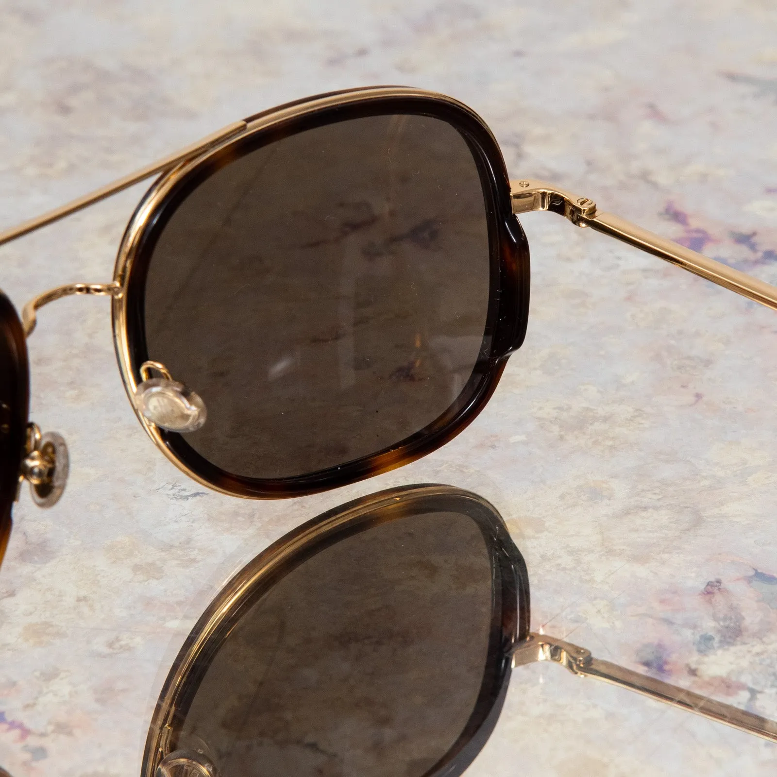 Moncler Tortoiseshell And Gilt Sunglasses