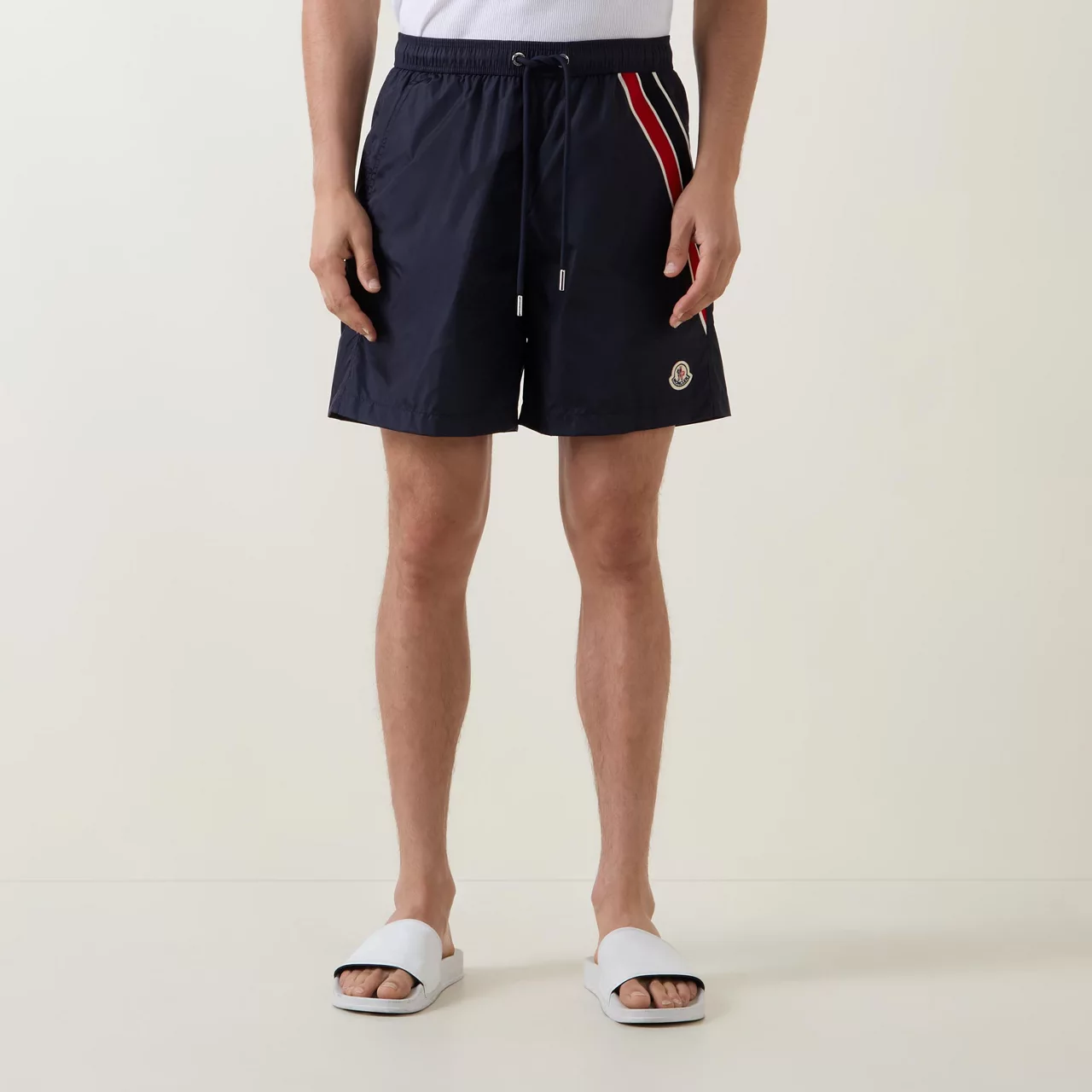 MONCLER Tricolour Logo Swimshorts - Navy