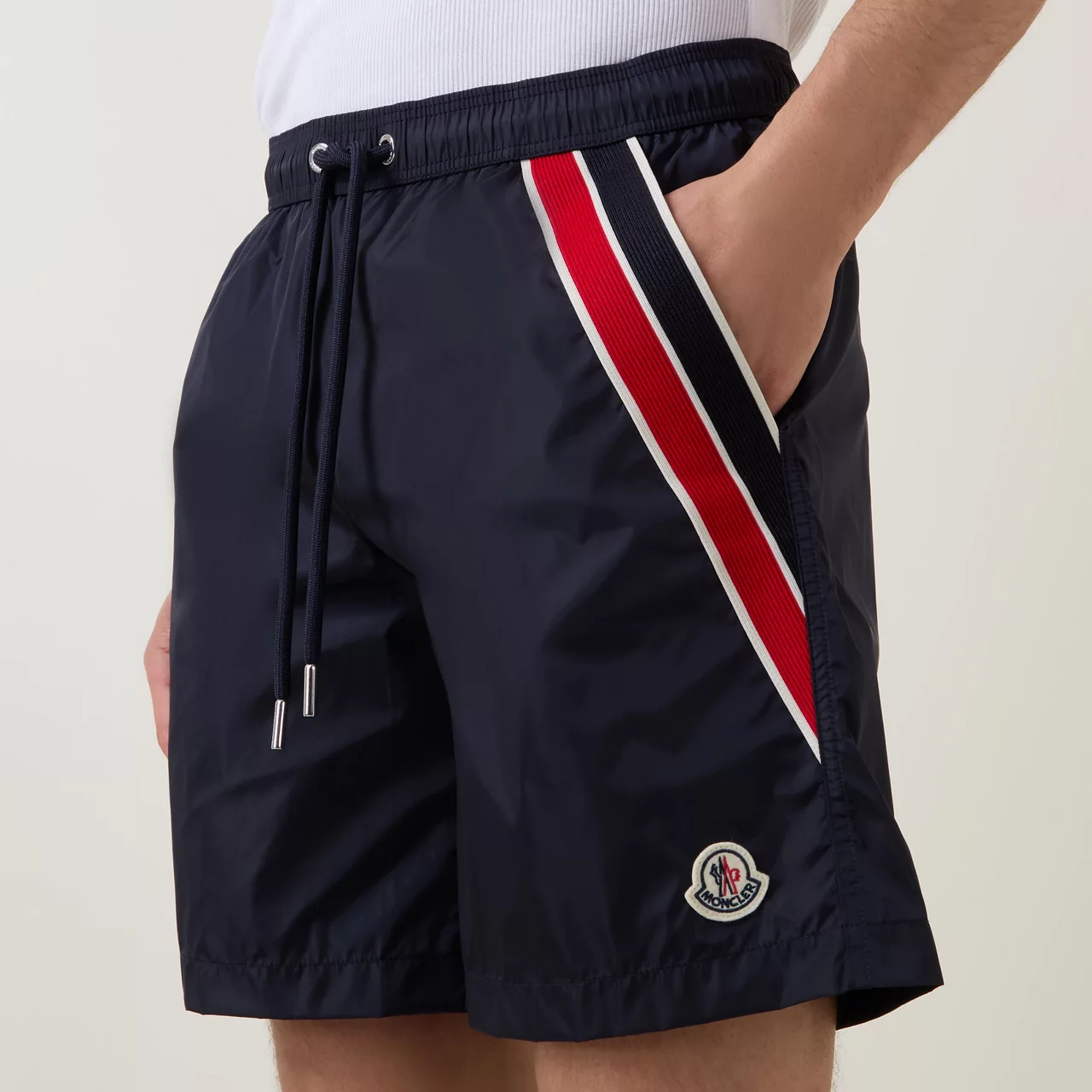 MONCLER Tricolour Logo Swimshorts - Navy