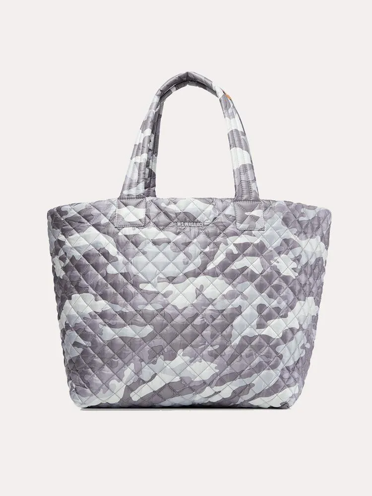     MZ WALLACE  Light Grey Camo Oxford Large Metro Tote    