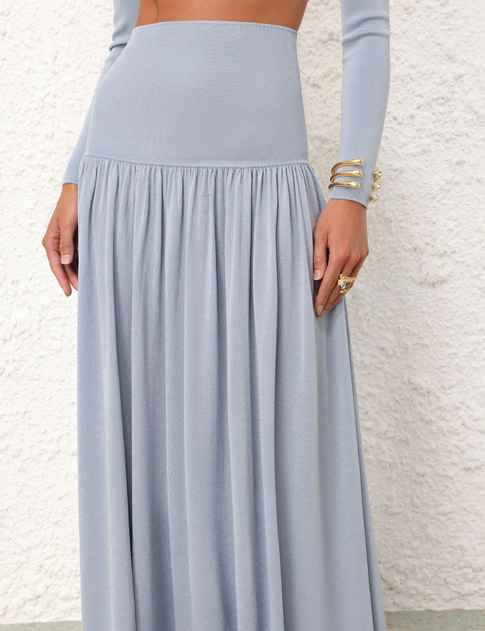 --Natura Metallic Midi Skirt-