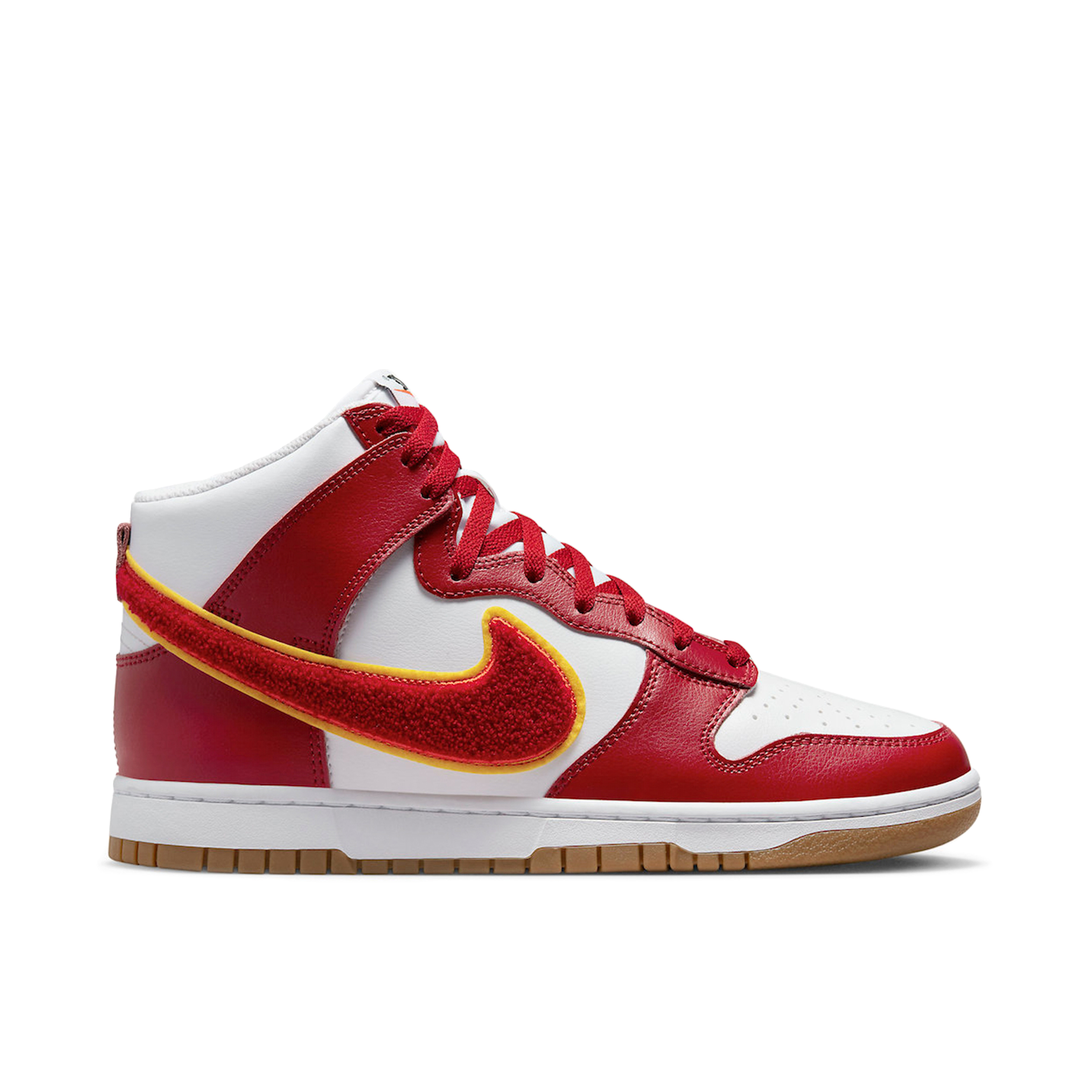 Nike Dunk High Chenille Swoosh White Red | DR8805-101 | Laced