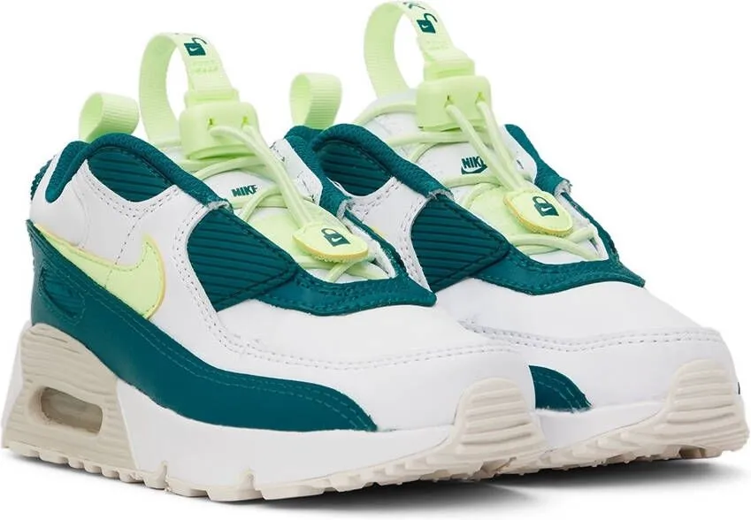 Nike Kids White & Green Air Max 90 Toggle Little Kids Sneakers