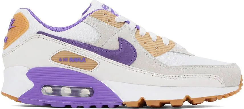 Nike White & Purple Air Max 90 Sneakers