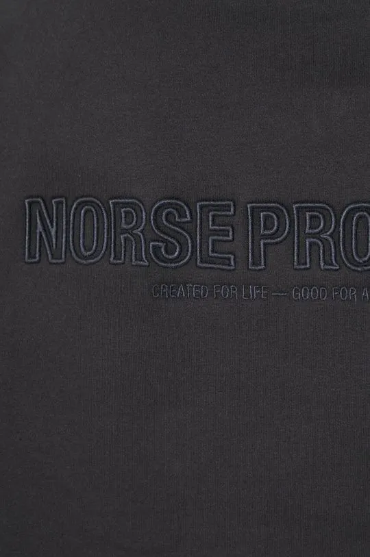 Norse Projects cotton sweatshirt Arne Relaxed Organic Brushed Fleece N Logo Hoodie men's black color N20-1354-9999