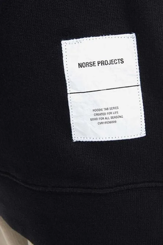 Norse Projects cotton sweatshirt Fraser Tab Series Hoodie men's black color