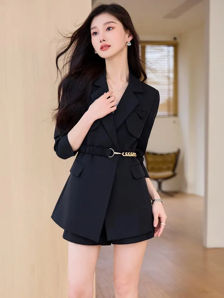 Obilan spring and autumn mid-length small suit jacket suit skirt belt professional temperament high-end fashion slim OL