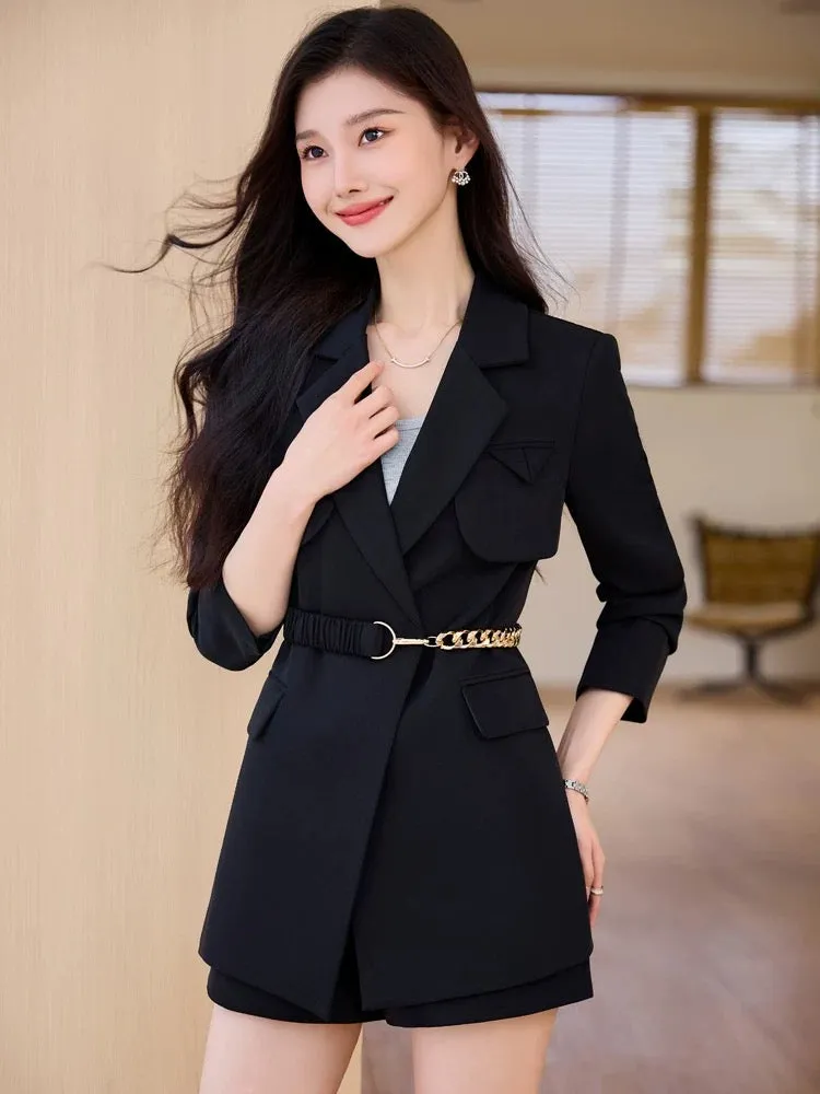 Obilan spring and autumn mid-length small suit jacket suit skirt belt professional temperament high-end fashion slim OL