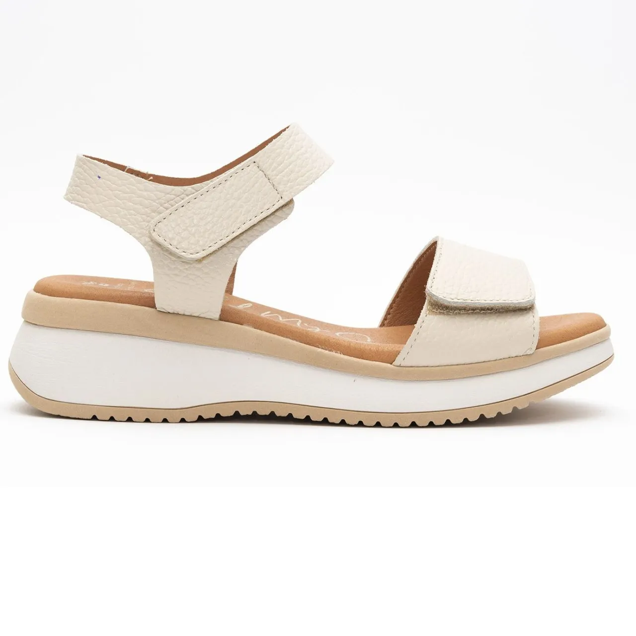 Oh My Sandals Malena Doya 5411 Beige Low Wedge Sandal