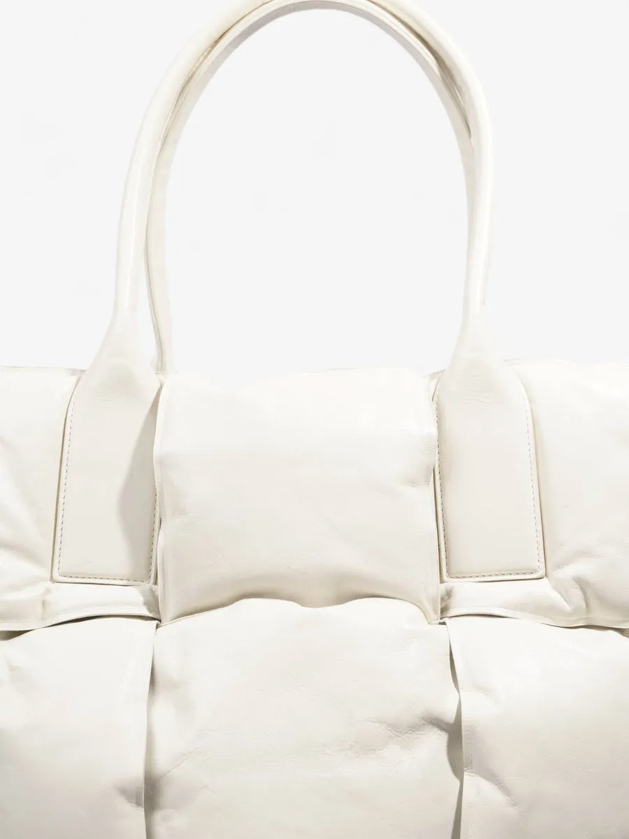 Padded Maxi Intrecciato XL Tote White Calfskin Leather XL