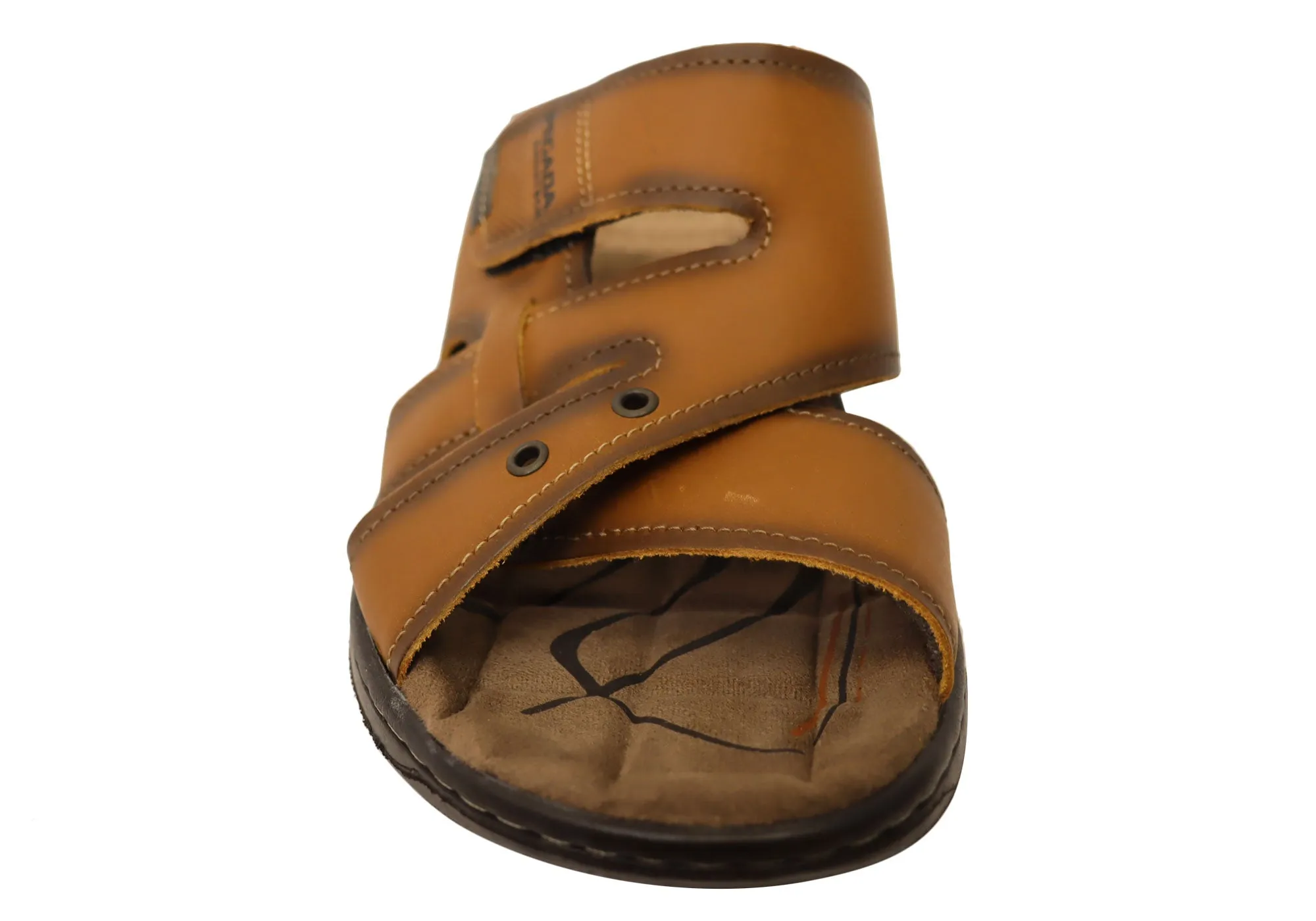 Pegada Islander Mens Comfortable Leather Slides Sandals Made In Brazil