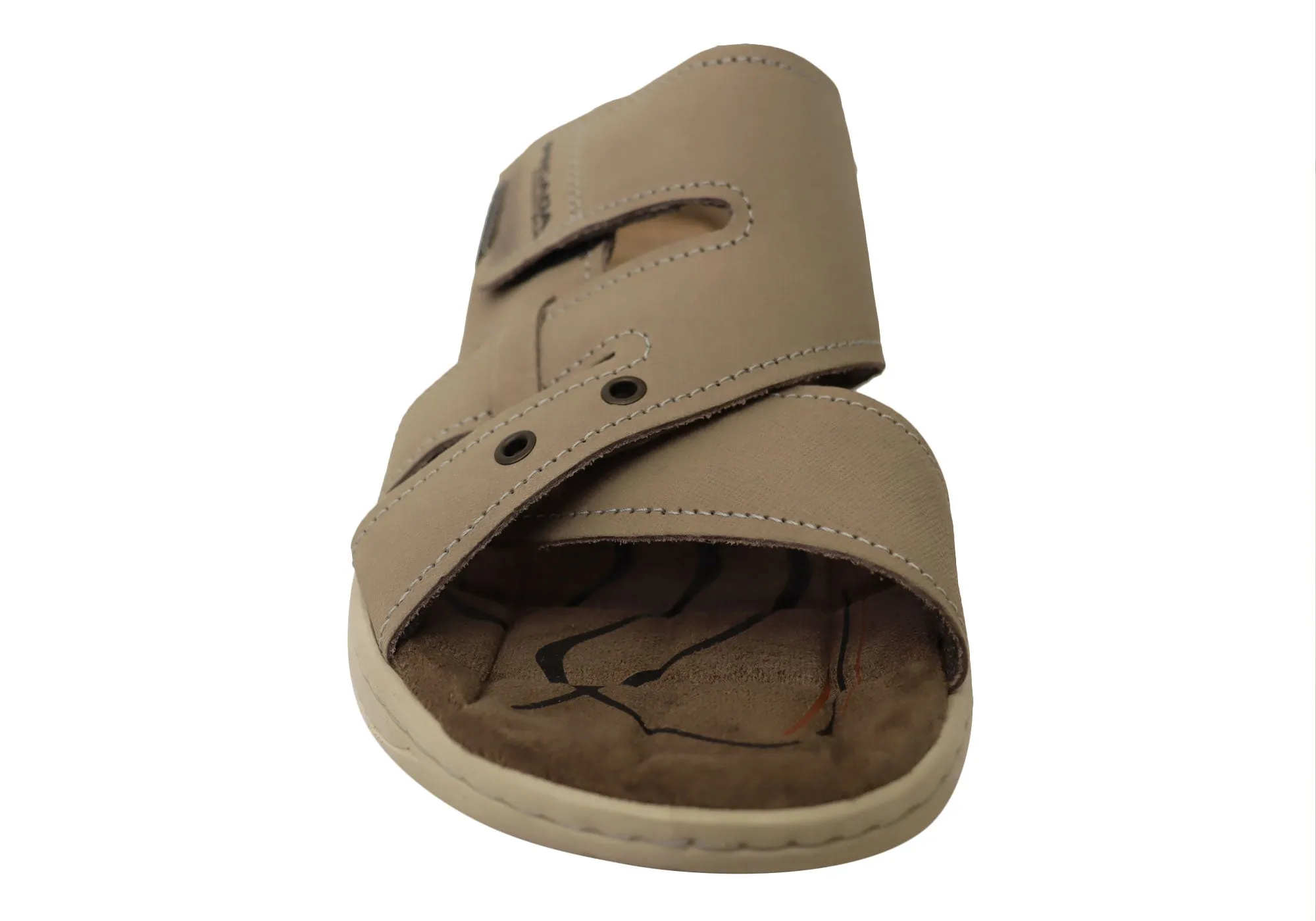 Pegada Islander Mens Comfortable Leather Slides Sandals Made In Brazil