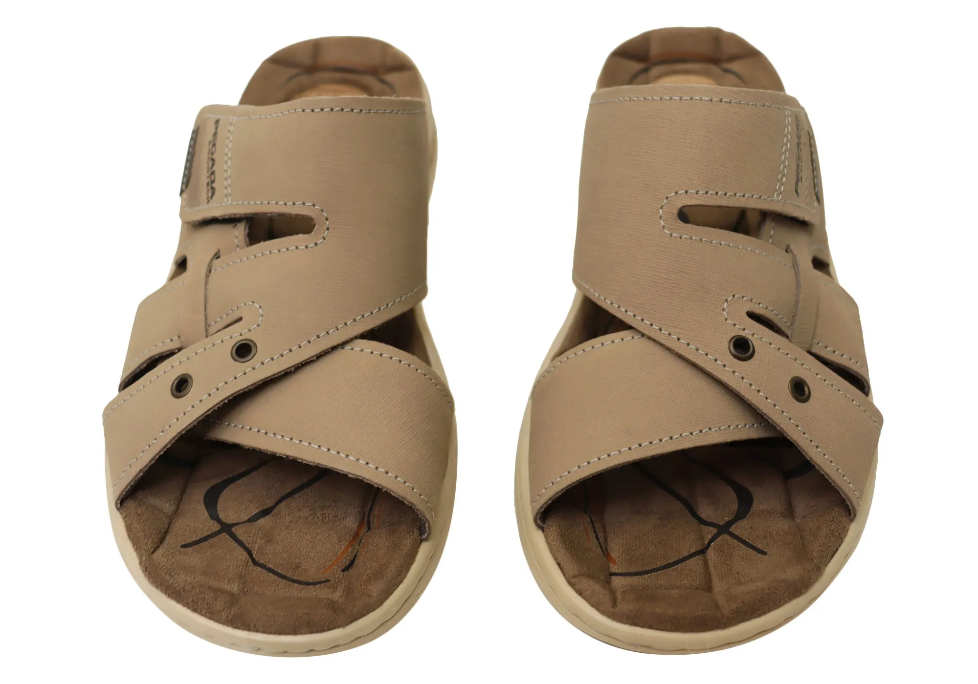 Pegada Islander Mens Comfortable Leather Slides Sandals Made In Brazil