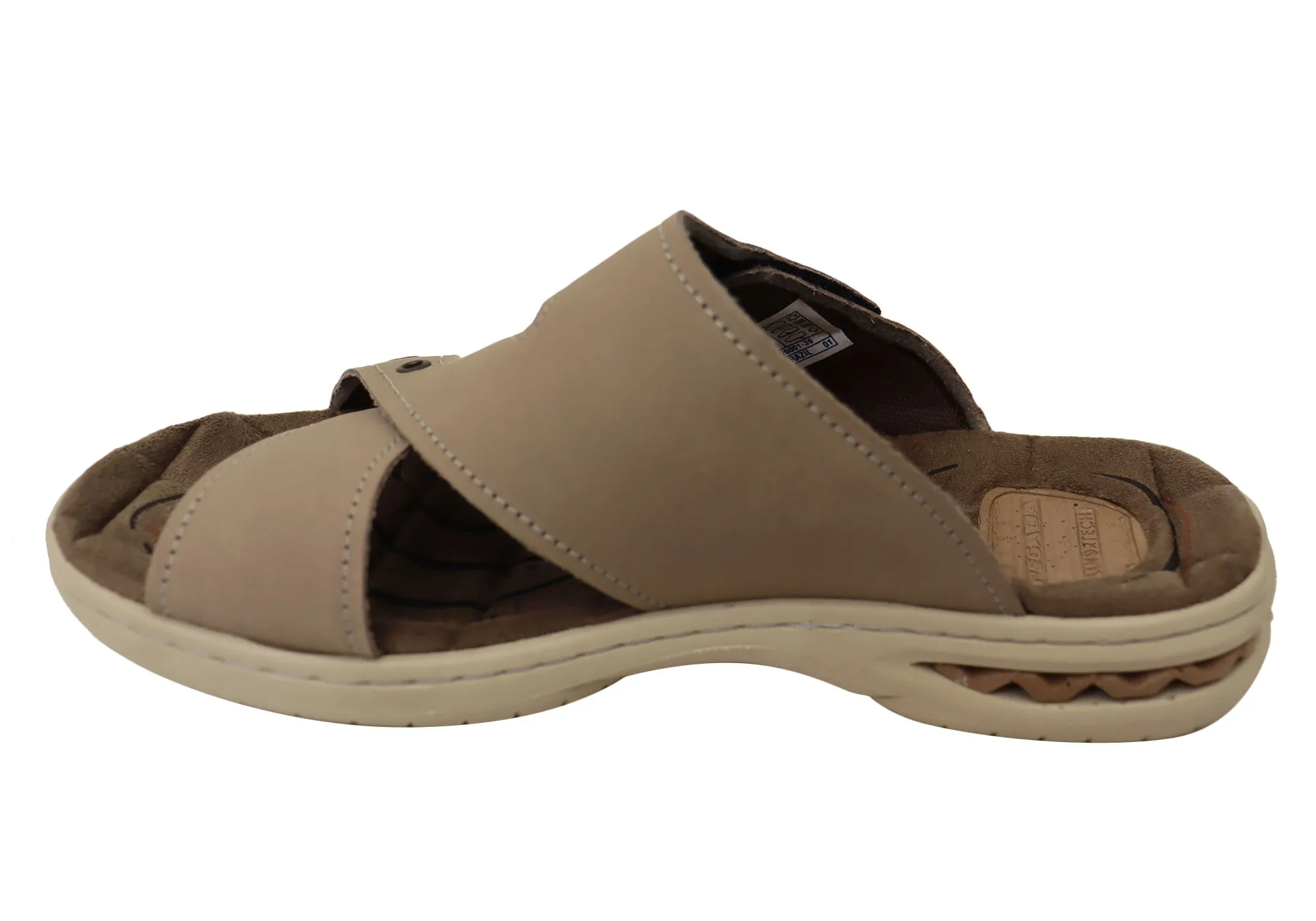 Pegada Islander Mens Comfortable Leather Slides Sandals Made In Brazil