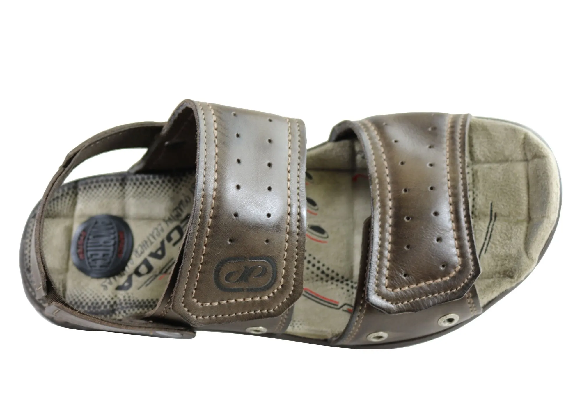 Pegada Jensen Mens Leather Comfort Cushioned Sandals Made In Brazil