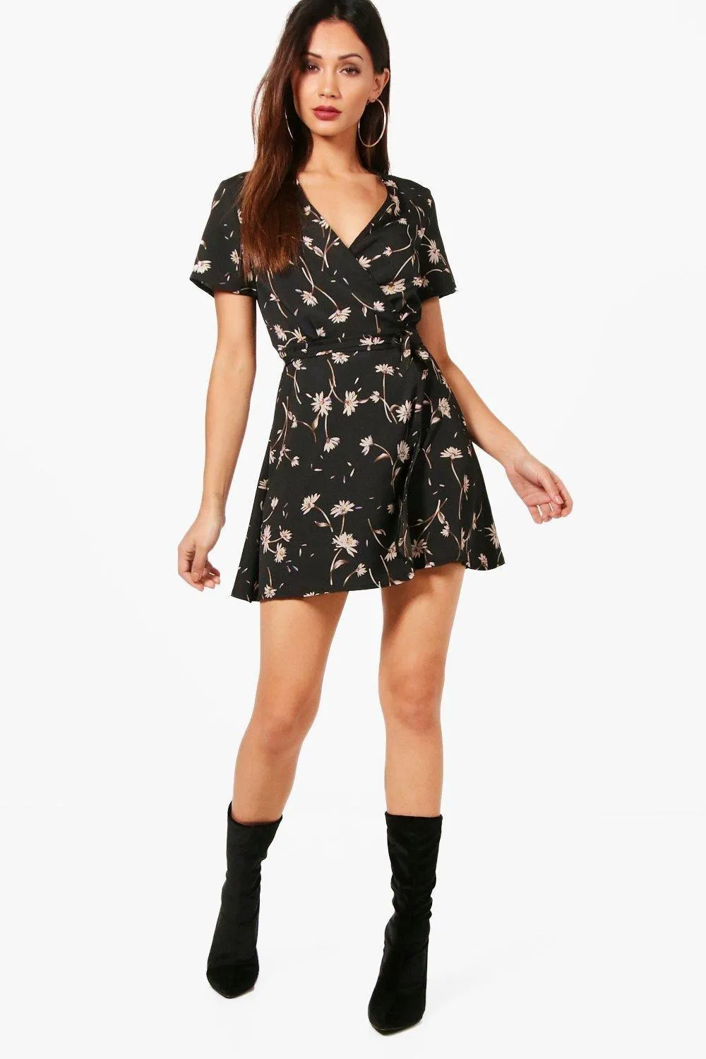 Petite Ditsy Floral Wrap Dress