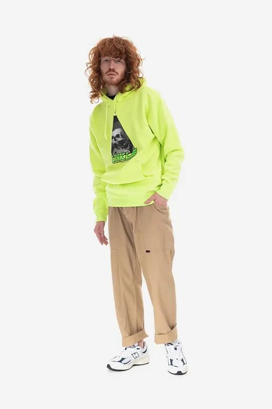 PLEASURES cotton sweatshirt men's green color Pleasures Soundscape Hoodie P22U006-YELLOW