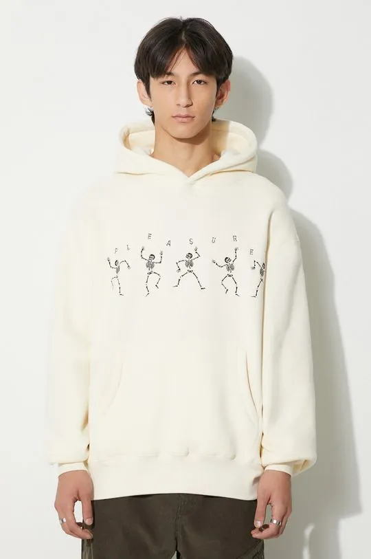 PLEASURES sweatshirt Bone Hoodie men's beige color P23F020 STONE