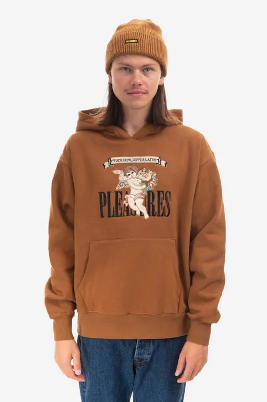 PLEASURES sweatshirt brown color Pleasures Suffering Hoodie P22F043-RUST