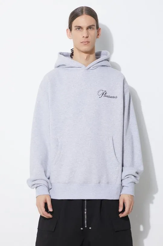 PLEASURES sweatshirt Cafe Hoodie men's gray color hooded P24SP026.GREY