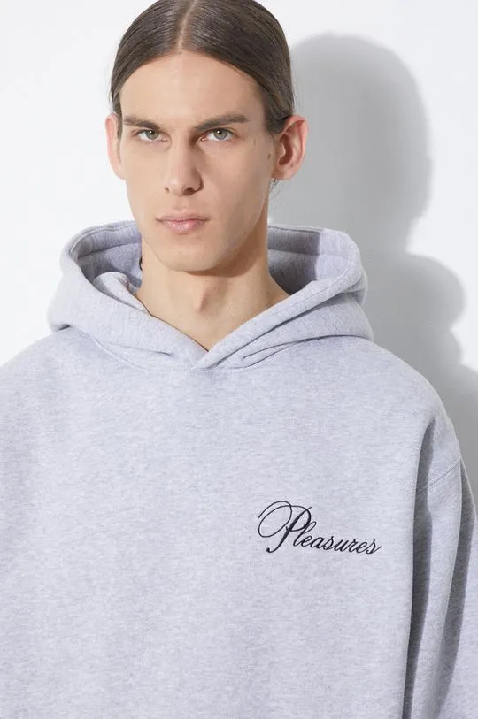 PLEASURES sweatshirt Cafe Hoodie men's gray color hooded P24SP026.GREY